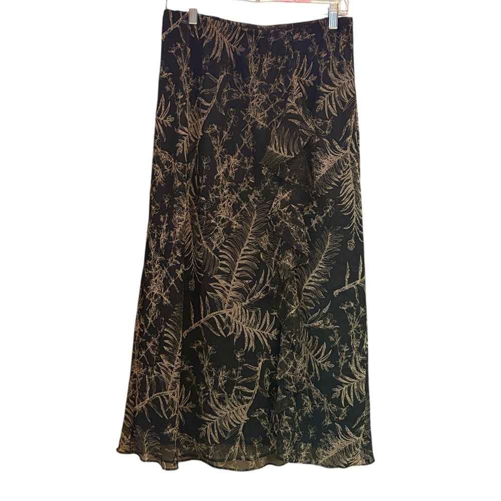 VTG Donna Ricco Black and Tan Floral‎ Whimsigoth Pullover Women's Skirt Size 14